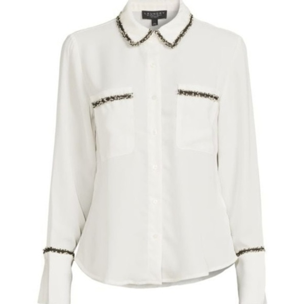 LAUNDRY BY SHELLI SEGAL
Bouclé Trim Shirt size medium NWT